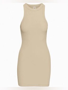 TNA Beige Bodycon Ribbed Athletic Dress